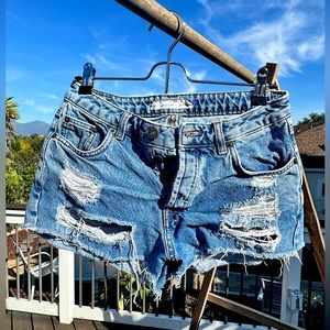 Vintage Crop Destroyed Denim Shorts